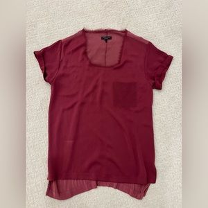 Rag & Bone Burgundy Red Short Sleeve Silk Top Shirt